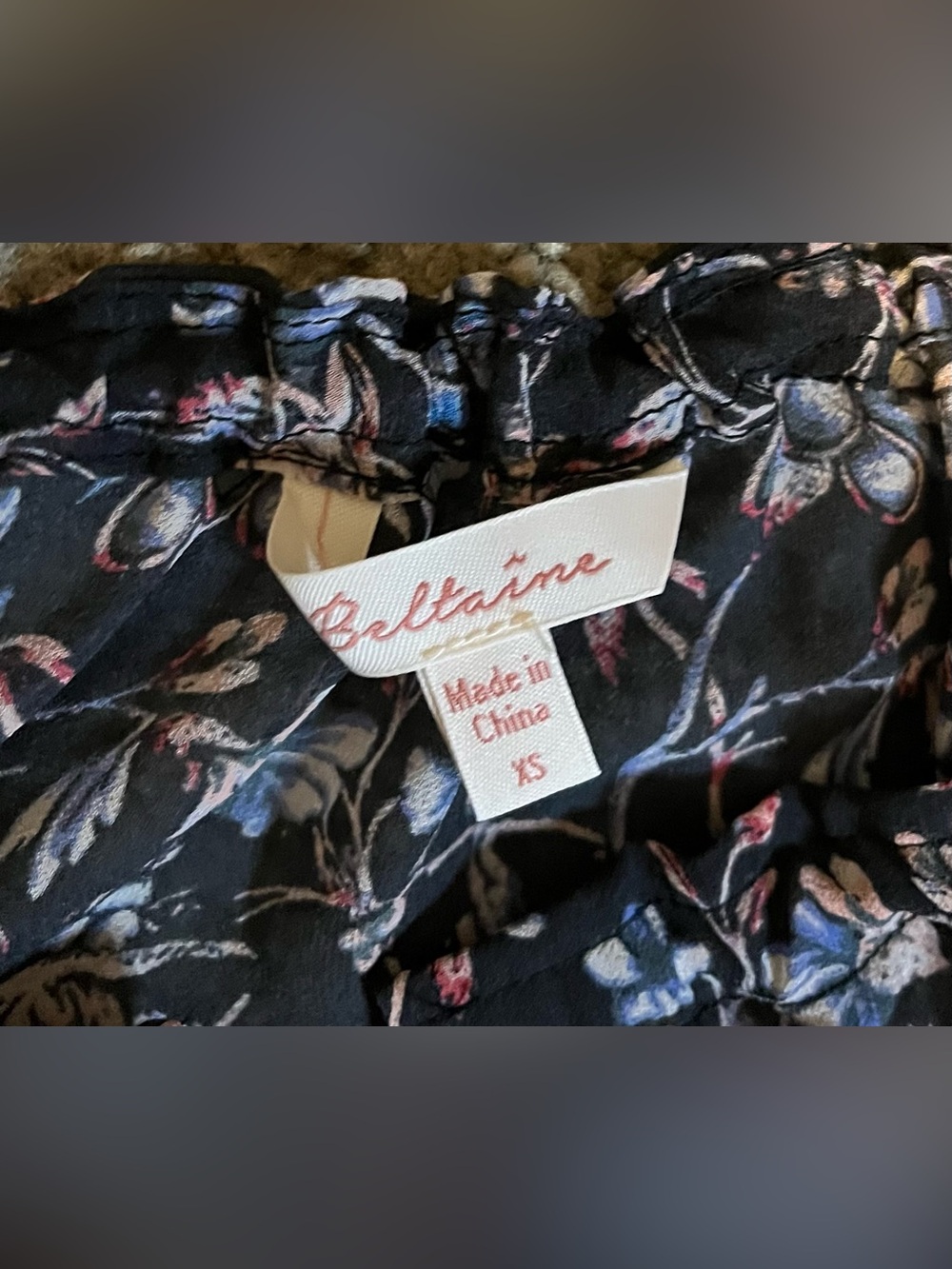 Beltaine Dark Floral Ruffle Tie-Waist Mini Dress size XS - Picture 9 of 11